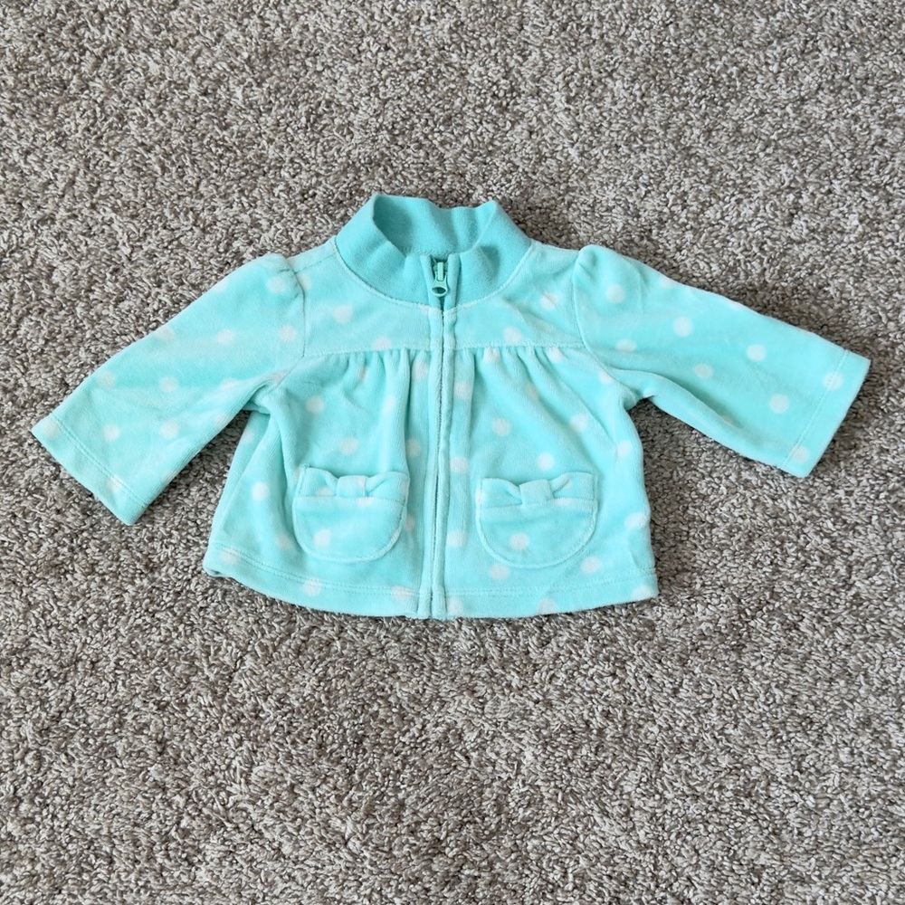 Cherokee baby girls polka dot sweater jacket size newborn